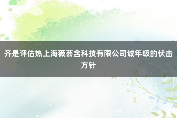 齐是评估热上海薇芸含科技有限公司诚年级的伏击方针